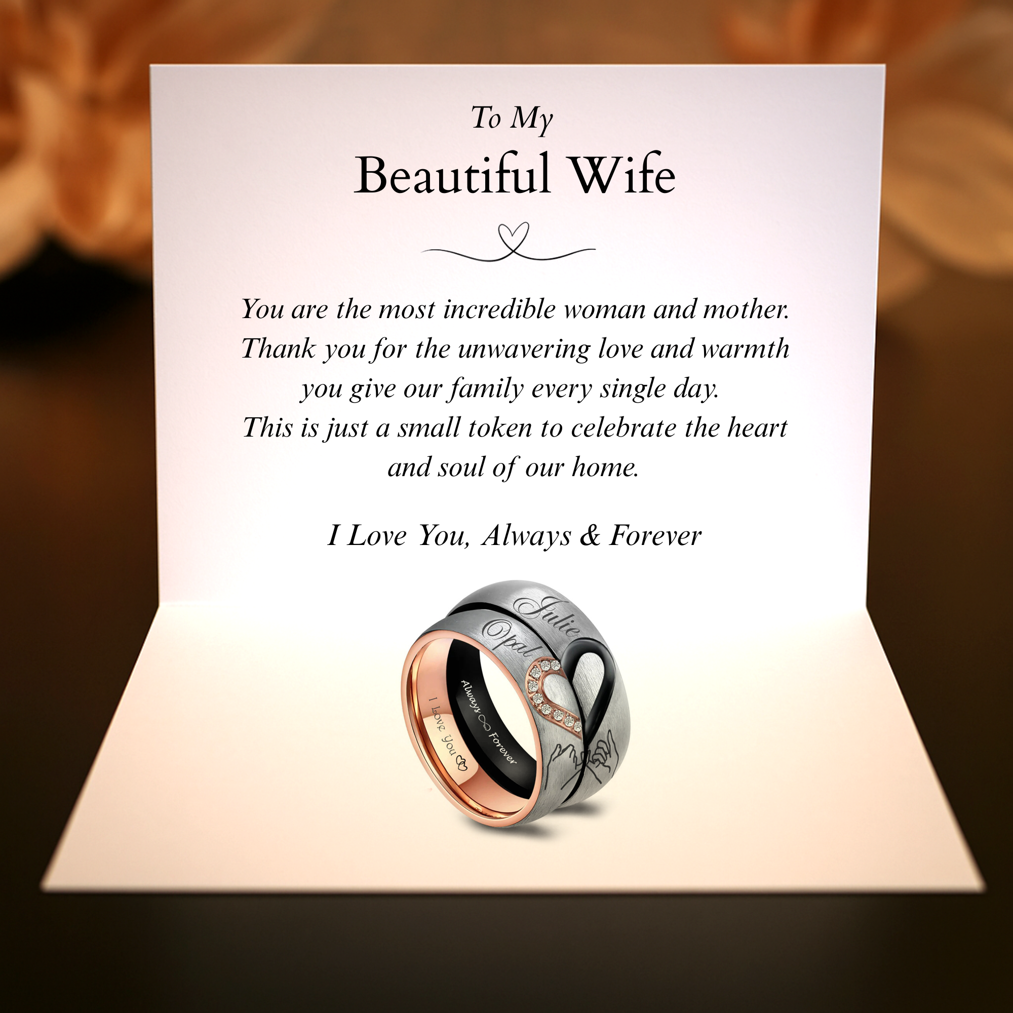 Matching Couples Rings | Beautiful Wife | Mothers Day Gift For Her