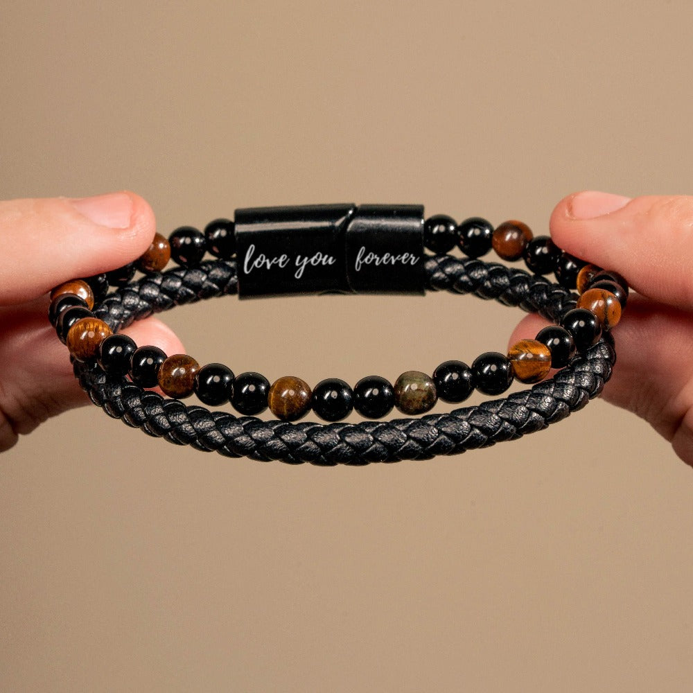 To My Son | Love You Forever | Leather Beaded Bracelet