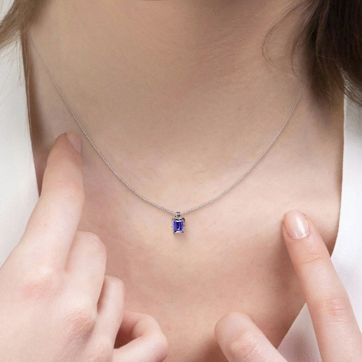 Collar con piedra natal de amatista de febrero - Plata de ley S925