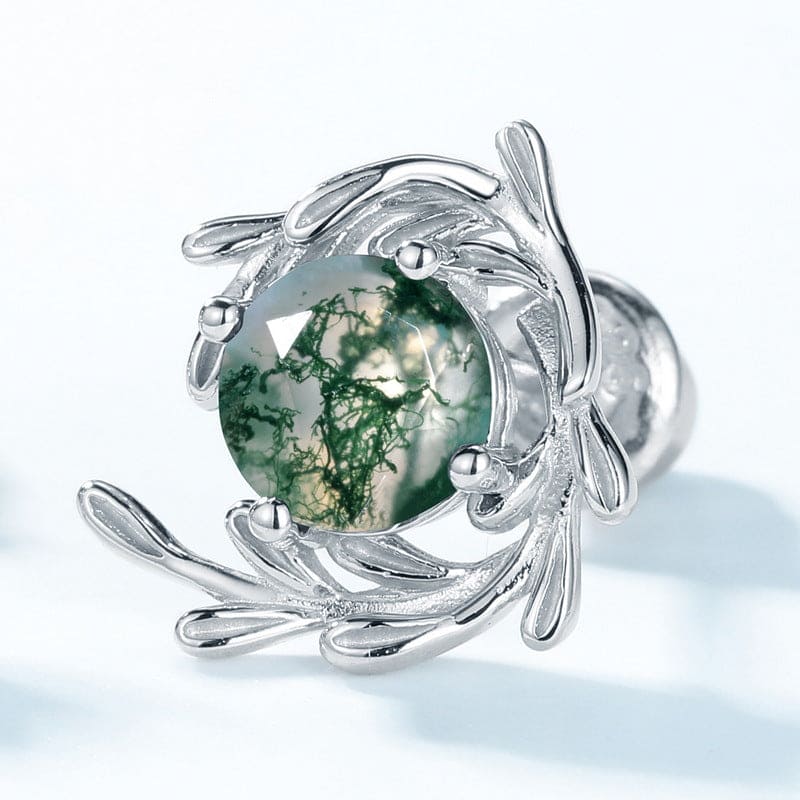 To My Beautiful Wife | Leaf Moss Agate Earrings - S925 Sterling Silver