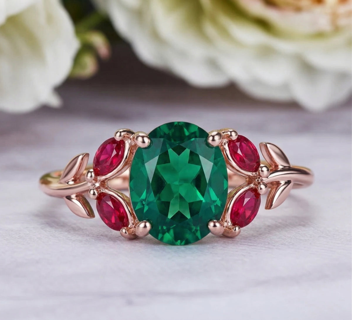 2CT Green Oval Cut Moissanite Diamond Nature Inspired Engagement 