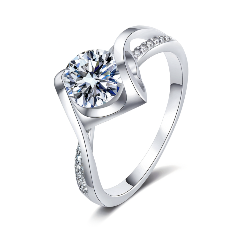 Bague Moissanite 1CT Ronde Tordue