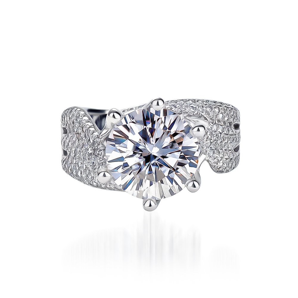 Ensemble Bague Fiançailles 3Pcs Moissanite 5CT
