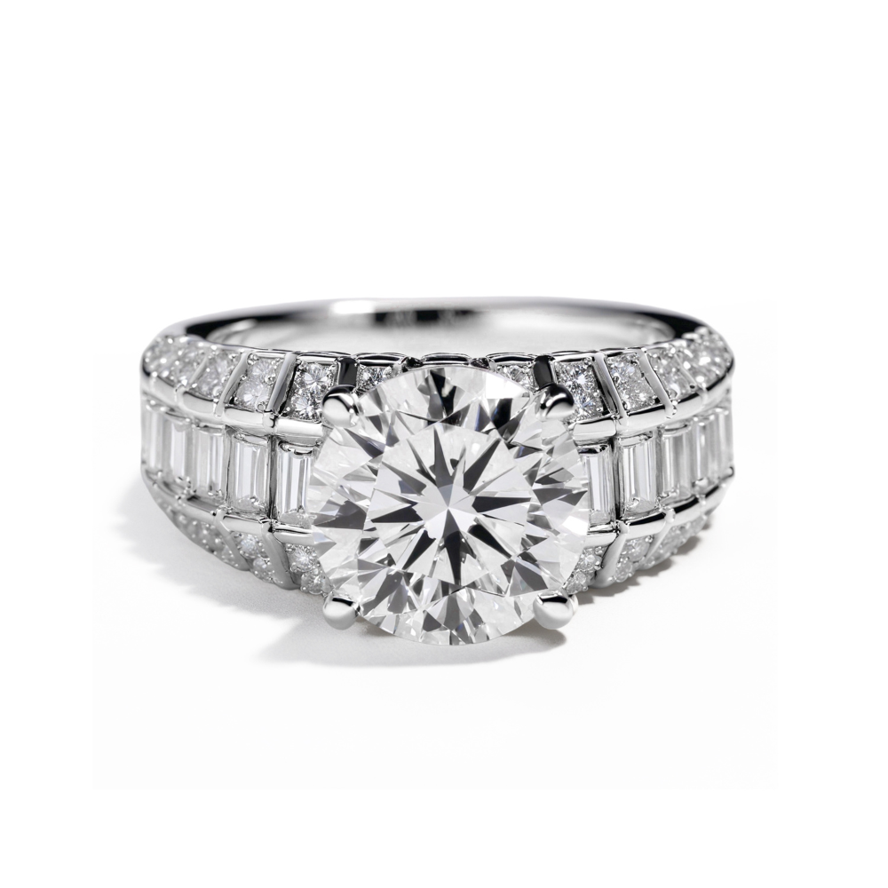 Bague Moissanite Ronde 5CT Éclat Ultime