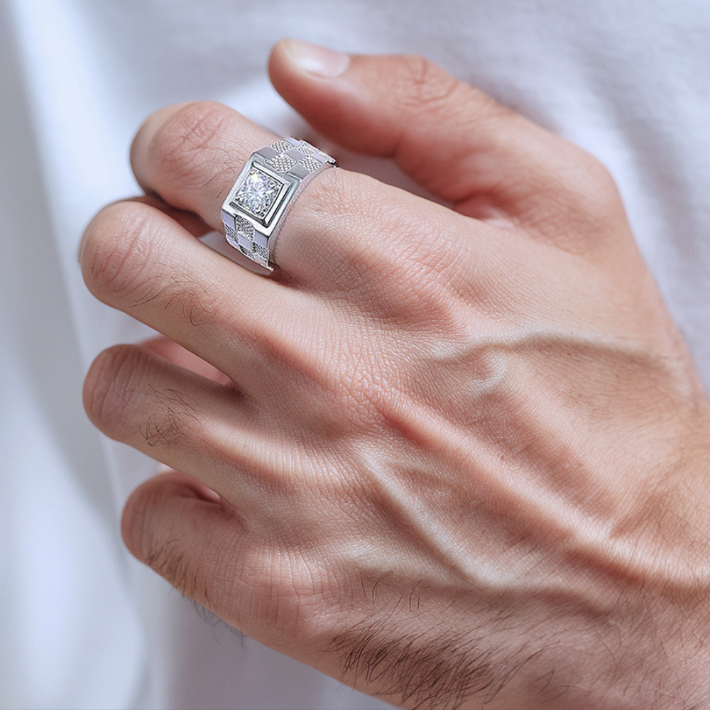 Anillo solitario de moissanita de corte radiante de 5 quilates