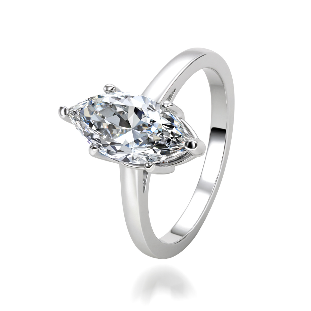 1CT Marquise Cut Solitaire Moissanite Ring