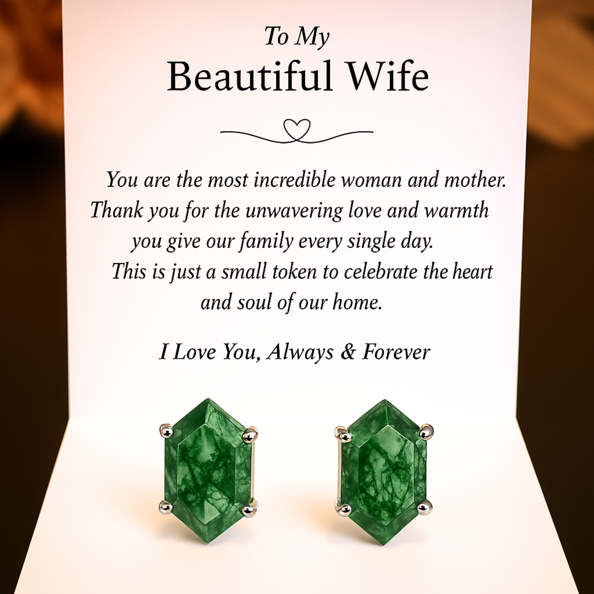 To My Beautiful Wife | Moss Agate Earrings - S925 Sterling Silver