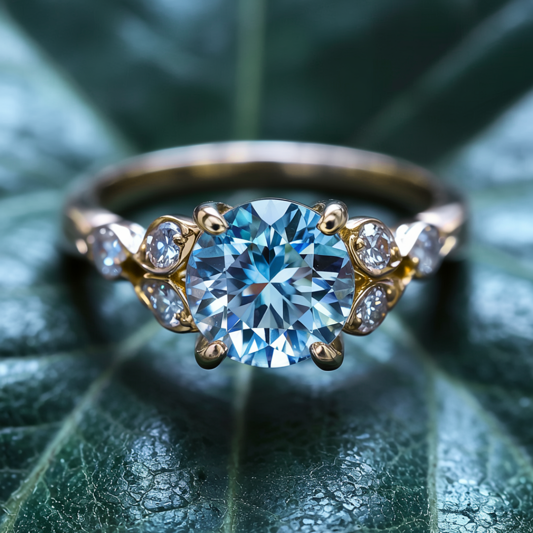 The Katalina Blue Moissanite Ring