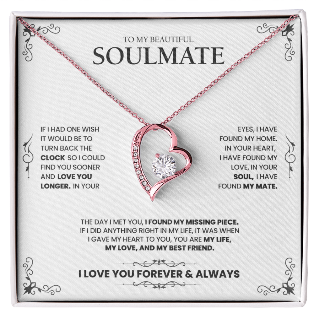 To My Soulmate | Rose Gold Heart Diamond Necklace