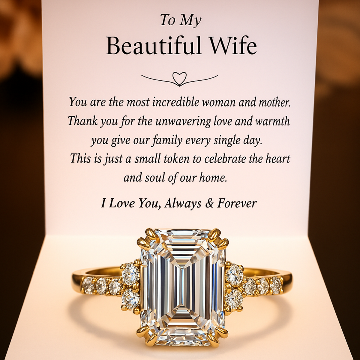 To My Wife, Moissanite Diamond Ring — The Natalia Light 2CT 