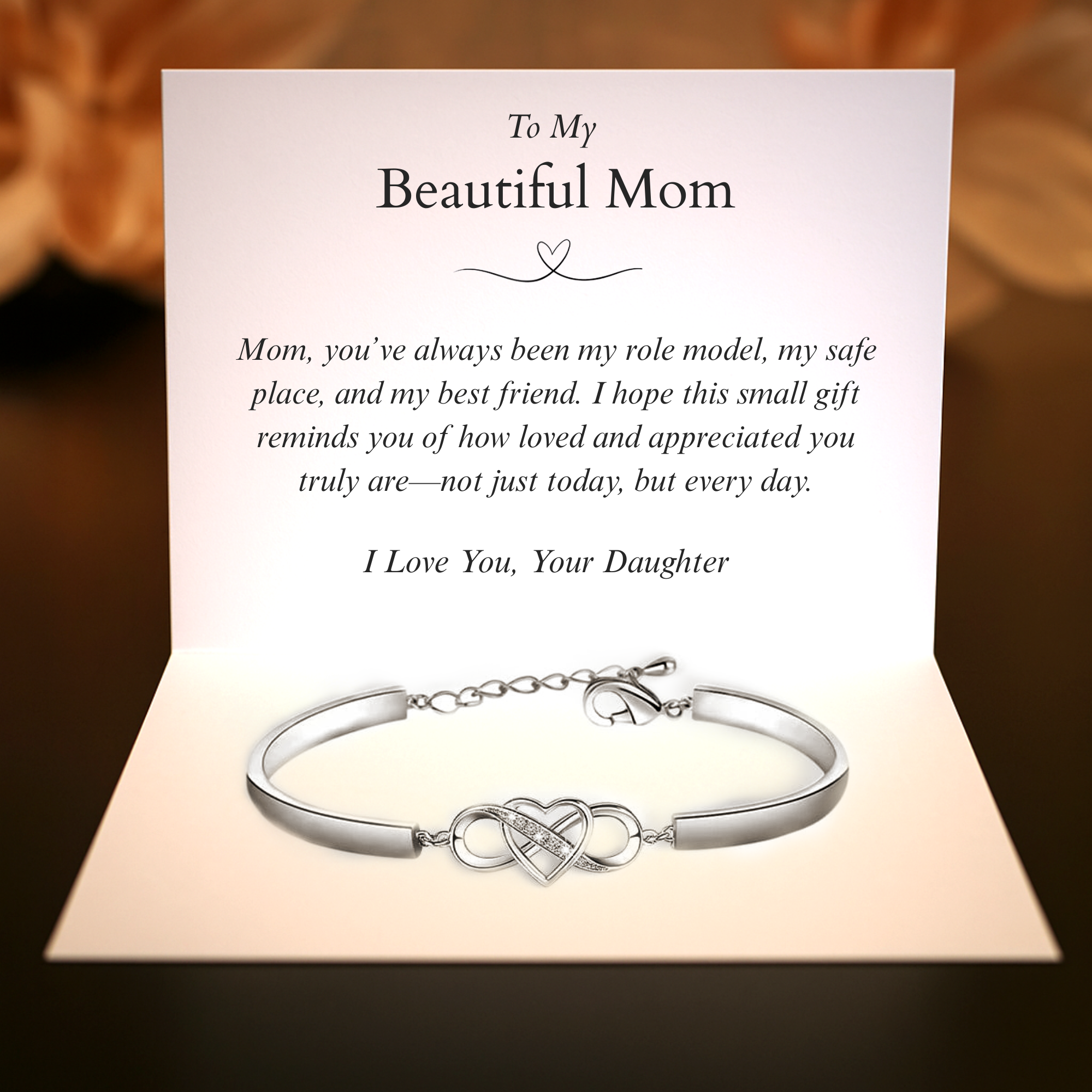 An meine wunderschöne Mama | Unendlichkeitsarmband „Immer in meinem Herzen“