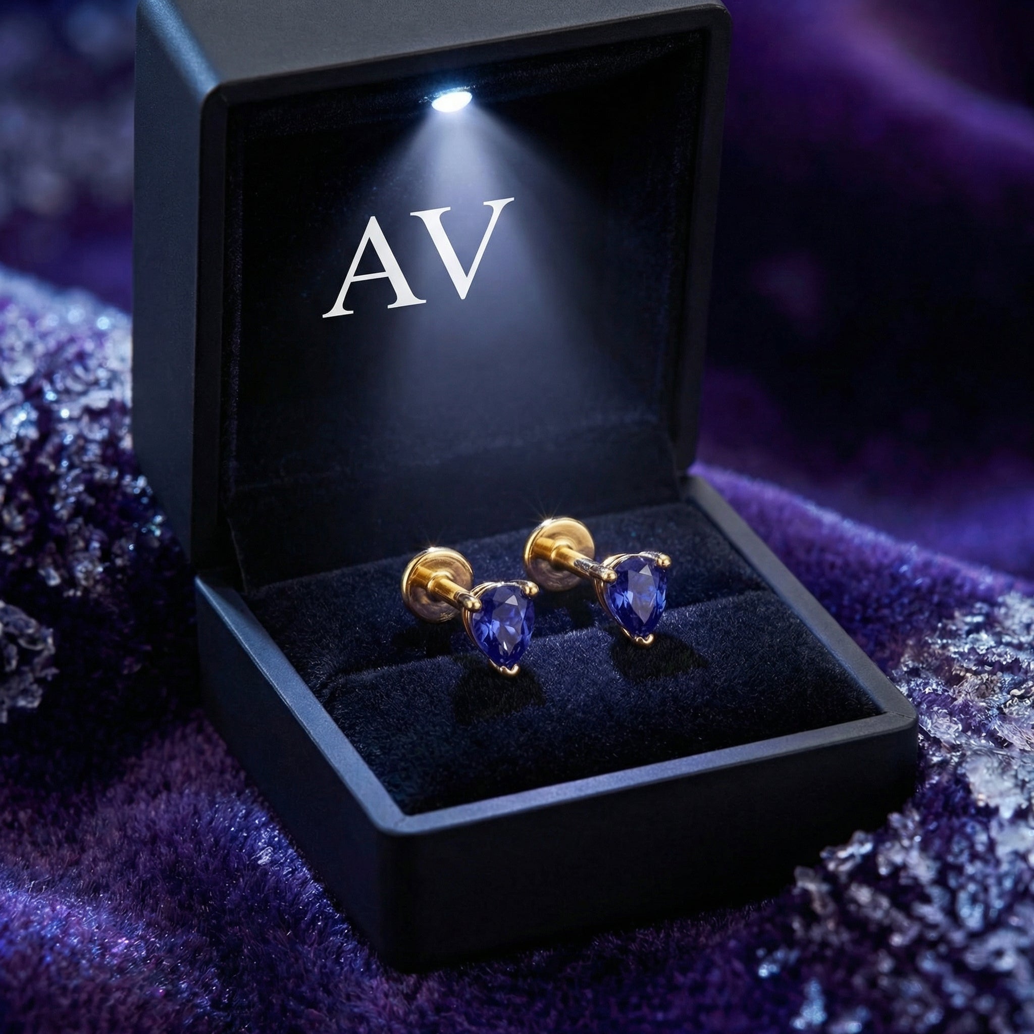 YLQ4183-Pear-DEC-tanzanite - Premium LED Gift Box Presentation