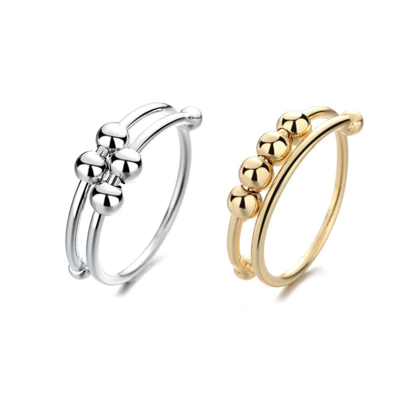 S925 Beaded Adjustable Fidget Ring