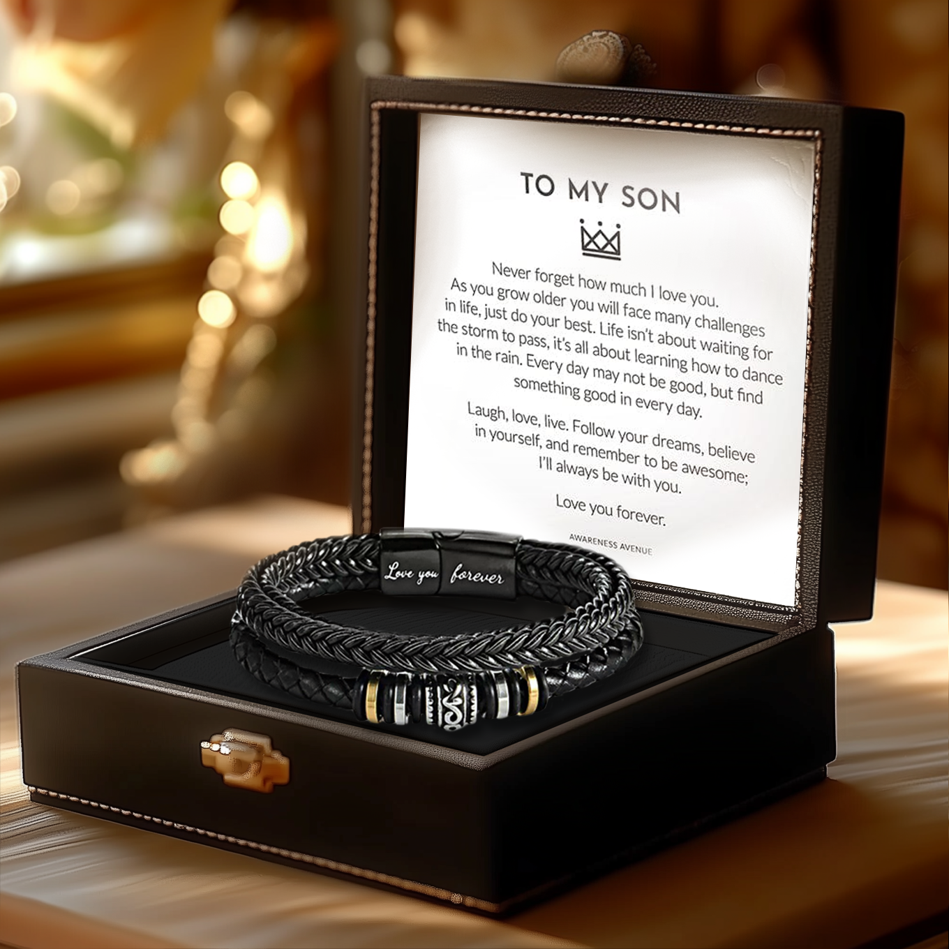 Bracelets from mom to son with heartfelt engraved message and premium quality.