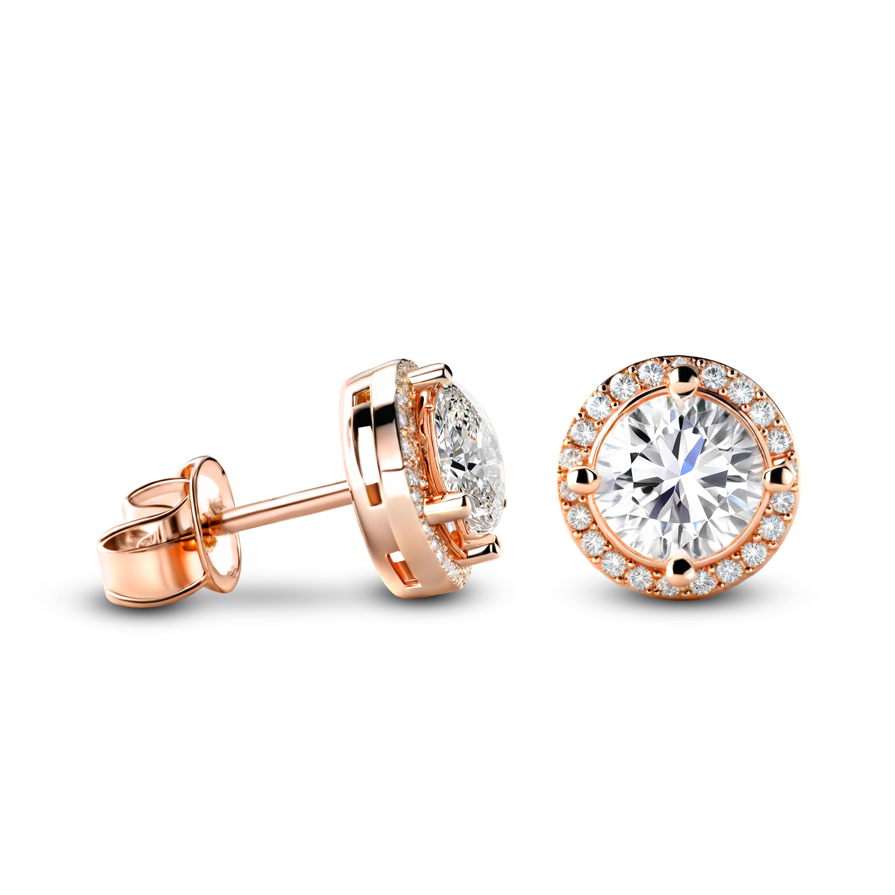 Eleanor Halo Moissanite Gold Earrings