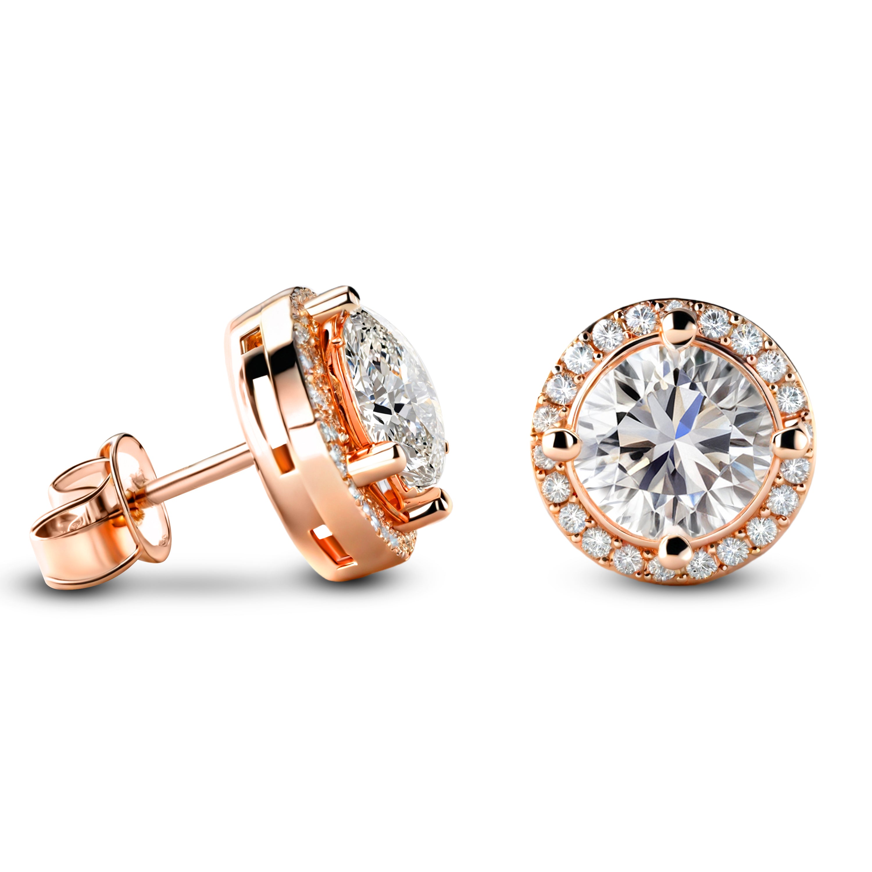 Eleanor Halo Moissanite Gold Earrings