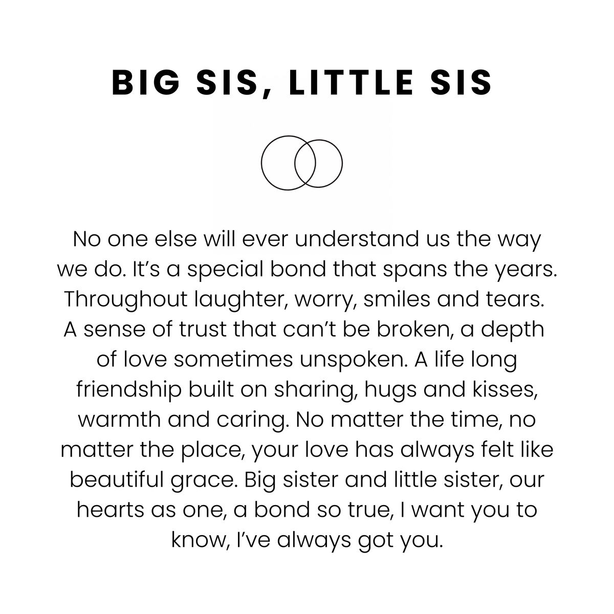 Included fixed Big Sis Little Sis message card