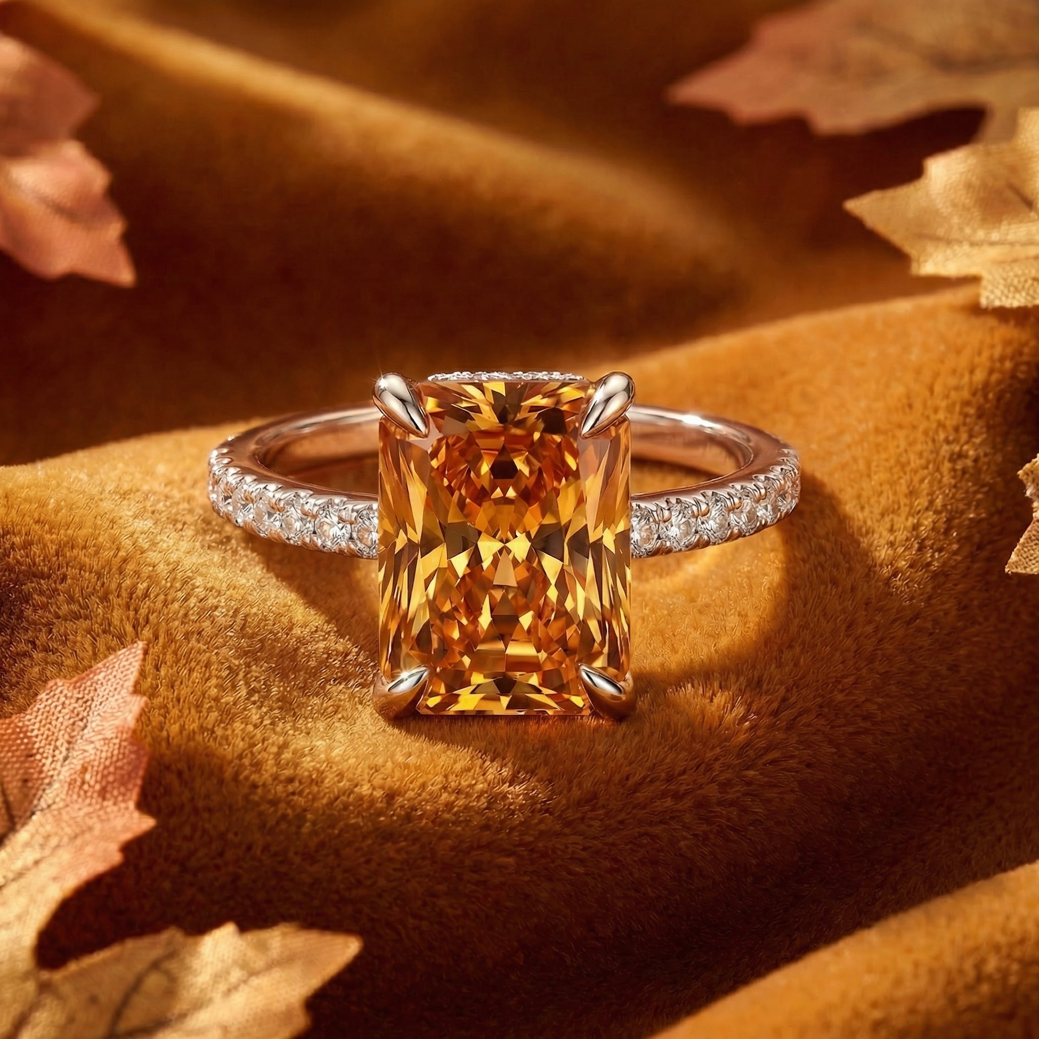 the-evandelle-radiant-ring-s925-sterling-silver in rose gold finish