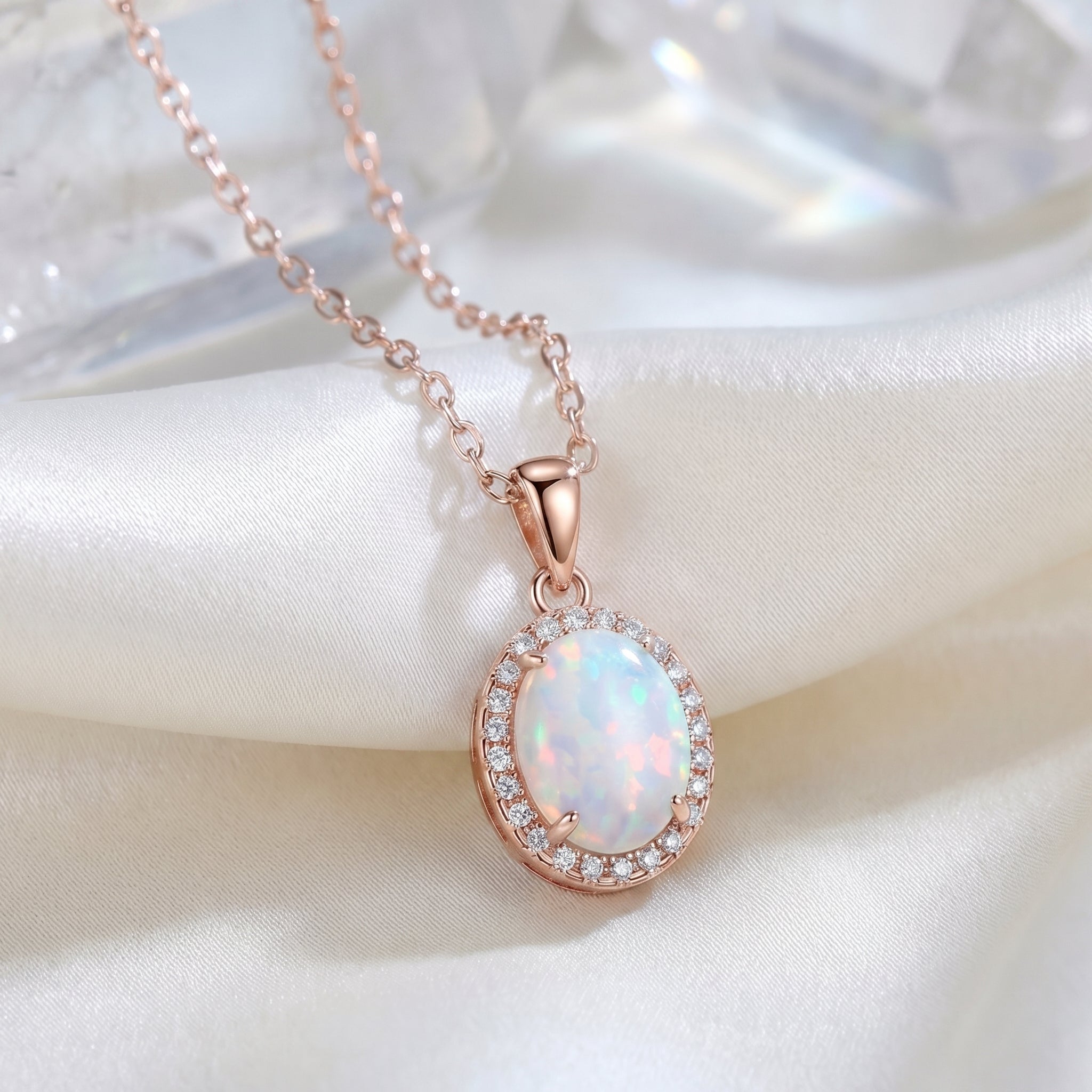 the-liora-oval-necklace in rose gold finish