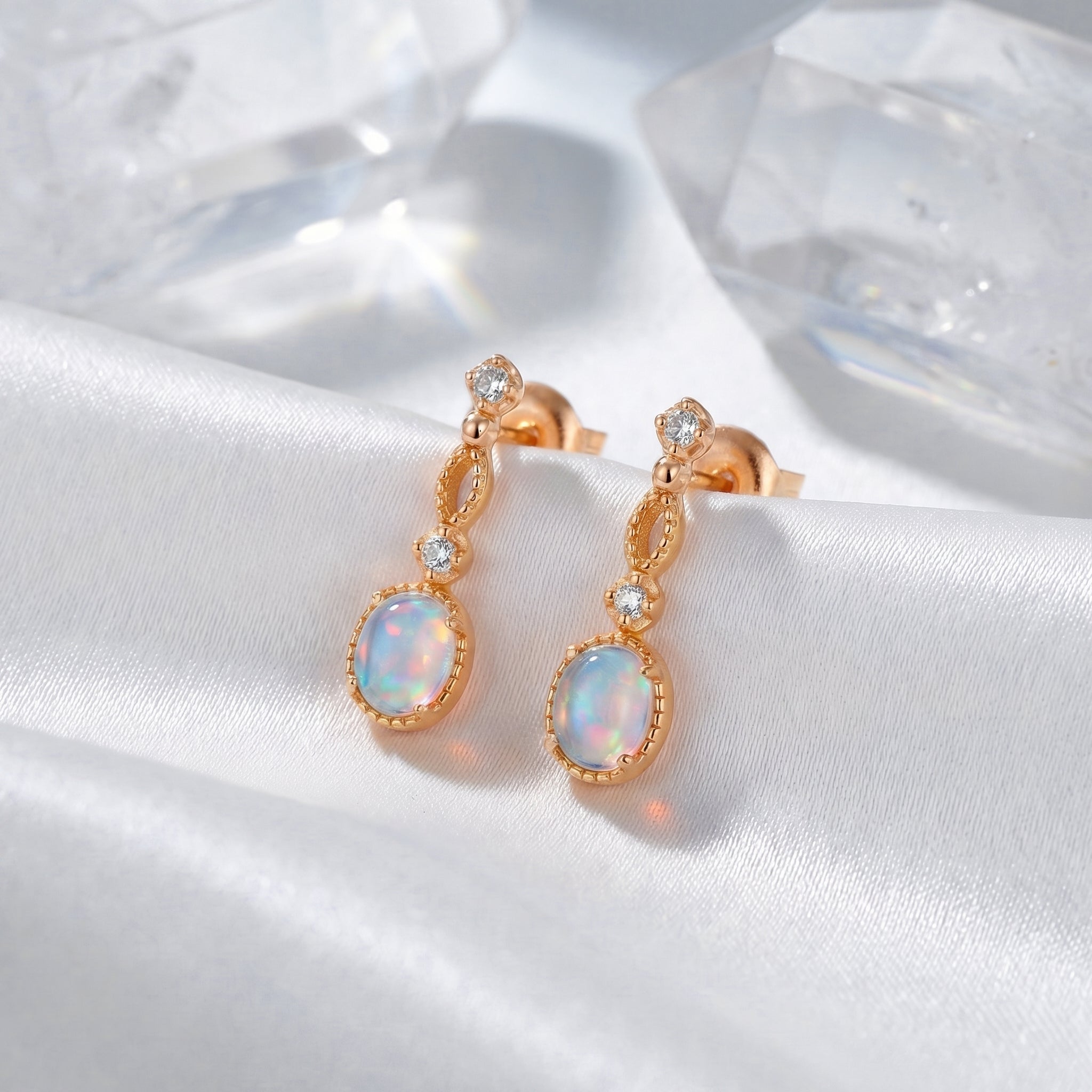 the-lorelei-oval-earrings in rose gold finish