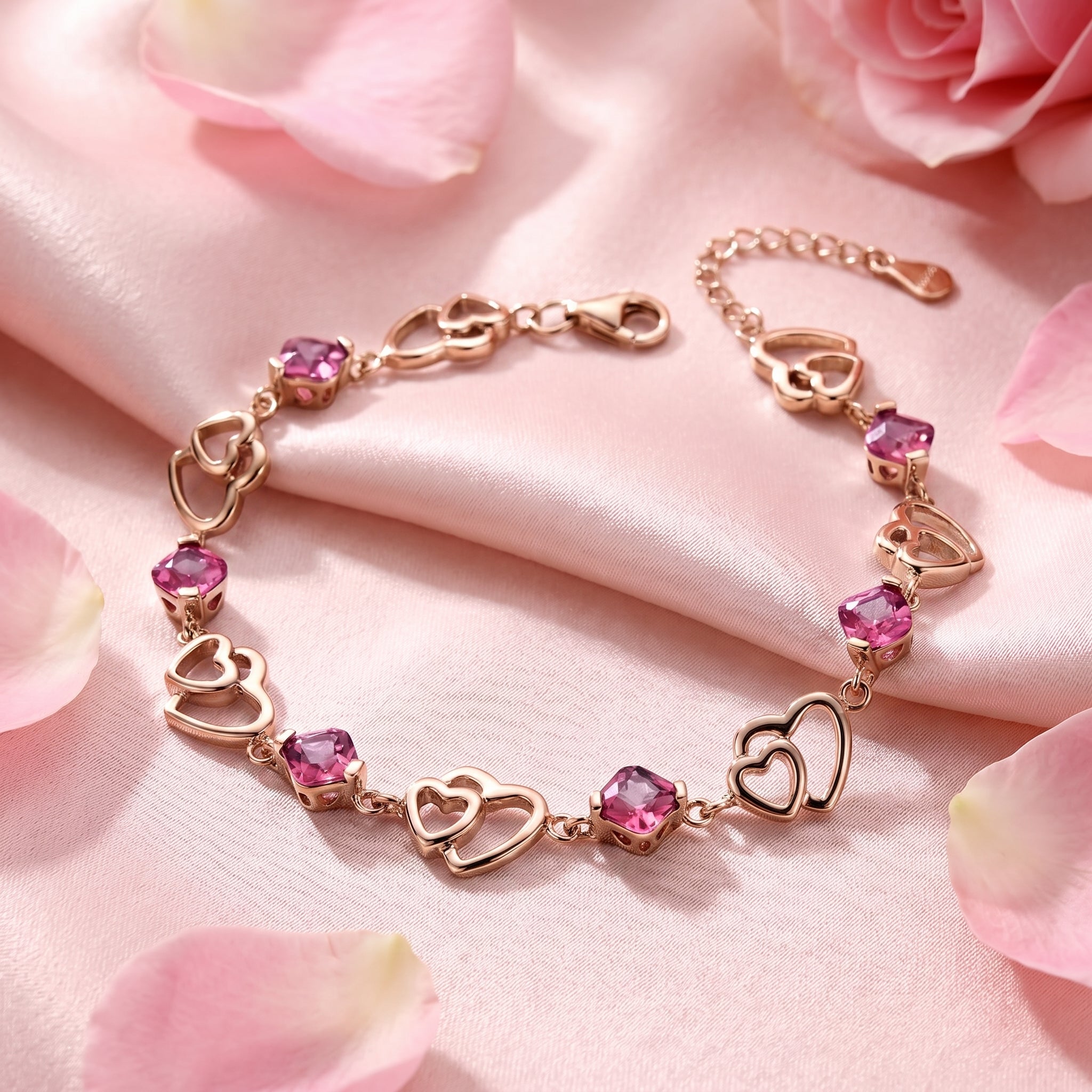 the-lucerienne-heart-bracelet-s925-sterling-silver in rose gold finish
