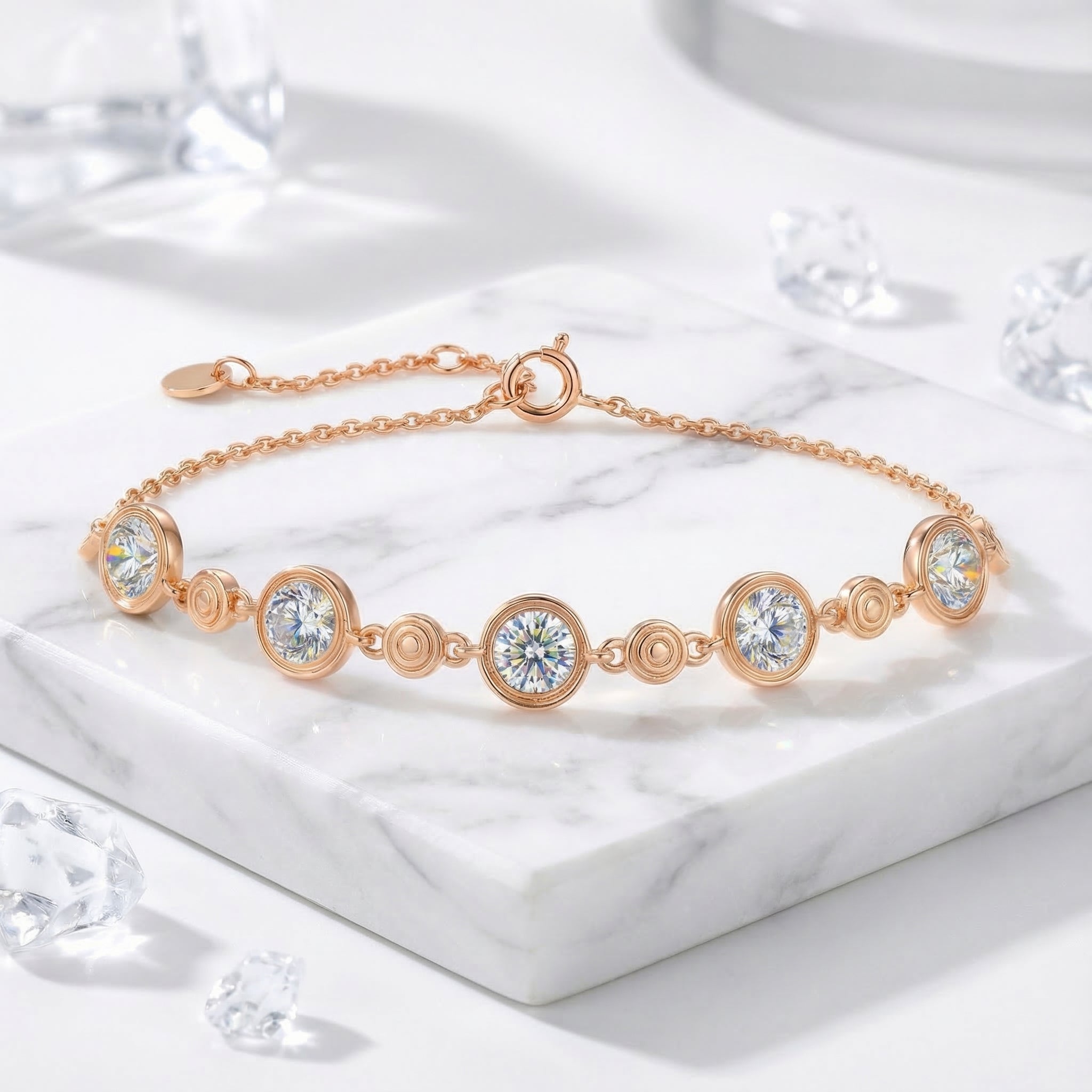 the-mirellia-station-bracelet-18k-gold-vermeil in rose gold finish