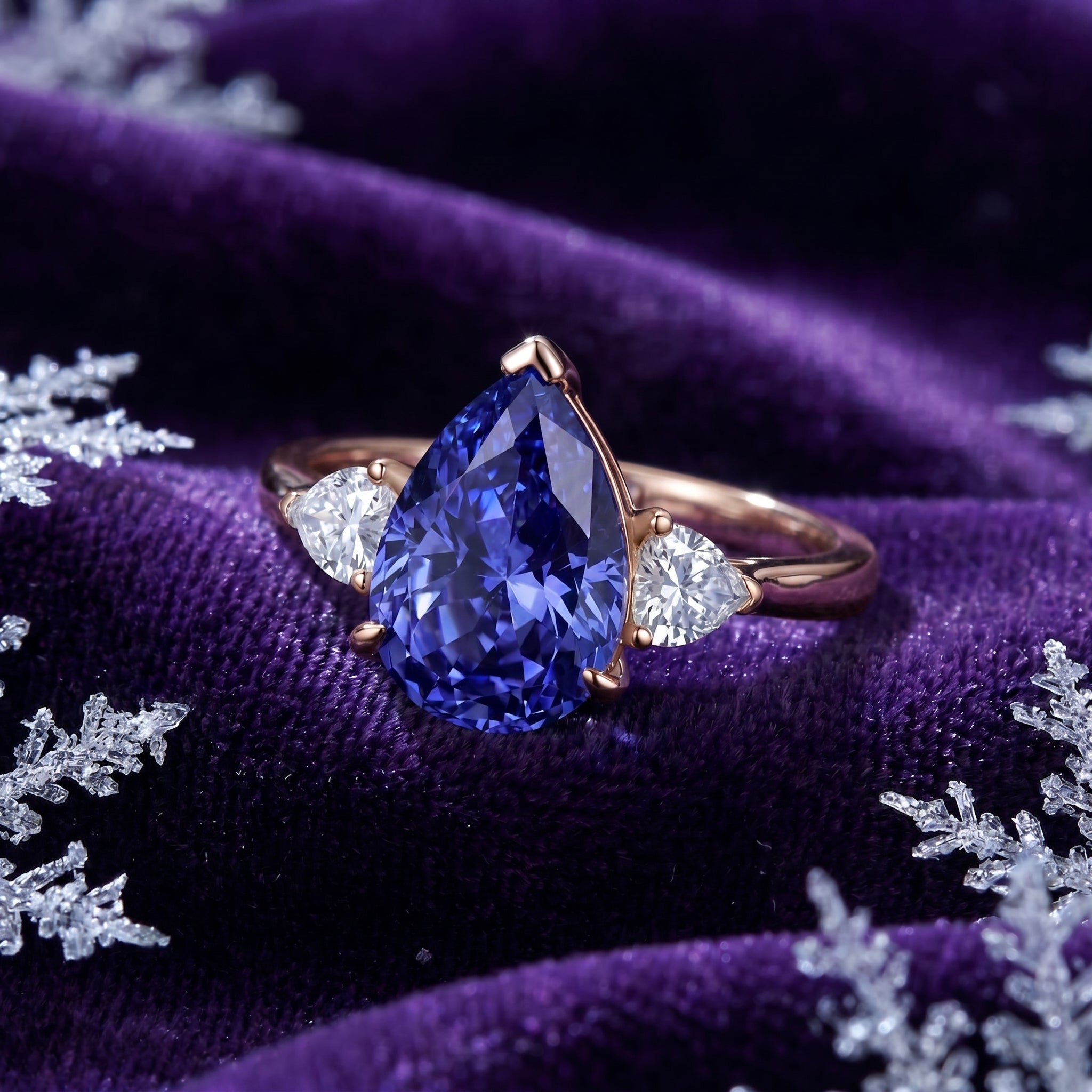 the-selenelle-pear-ring-s925-sterling-silver in rose gold finish