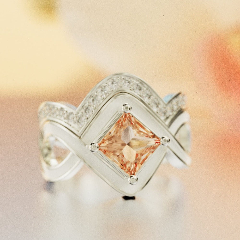 Anillo de dos piezas The Snow Wave: Fire's Heart - Plata de ley S925