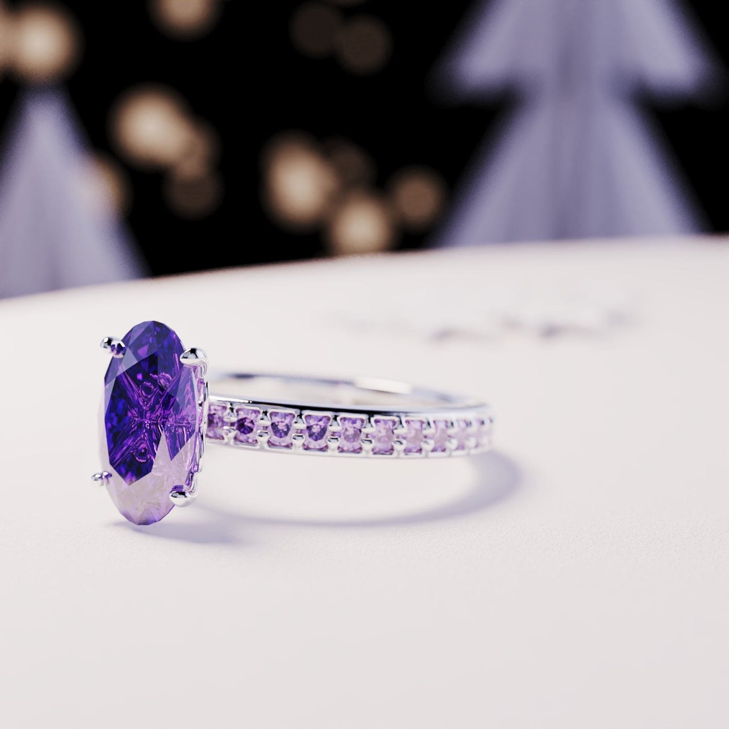 Lumine Grace: Oval Cut Amethyst Ring - S925 Sterling Silver