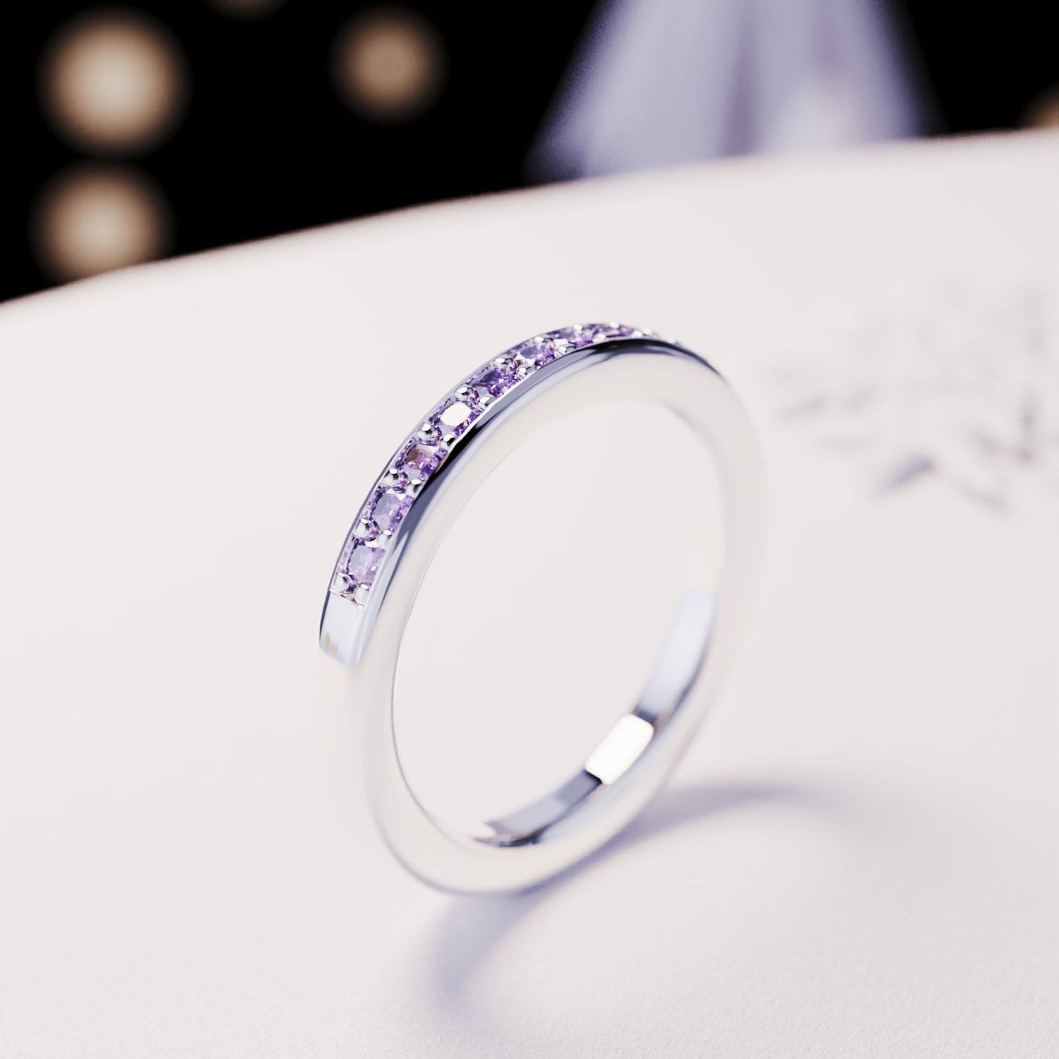 La promesa: anillo de amatista de la eternidad - plata de ley S925