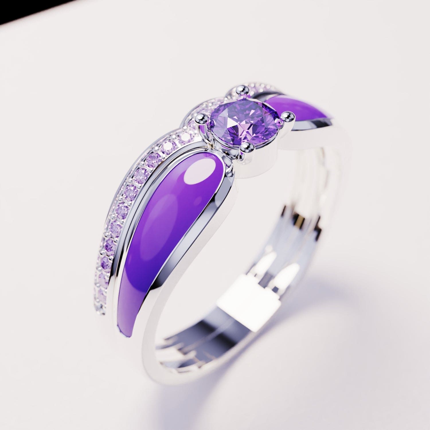 Violet Lagoon: 2-Piece Set Ring - S925 Sterling Silver