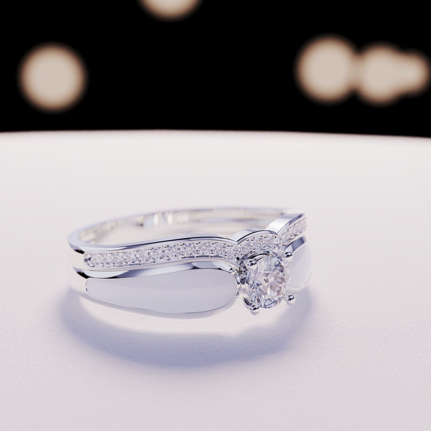 Laguna de nieve: anillo de dos piezas en plata de ley S925