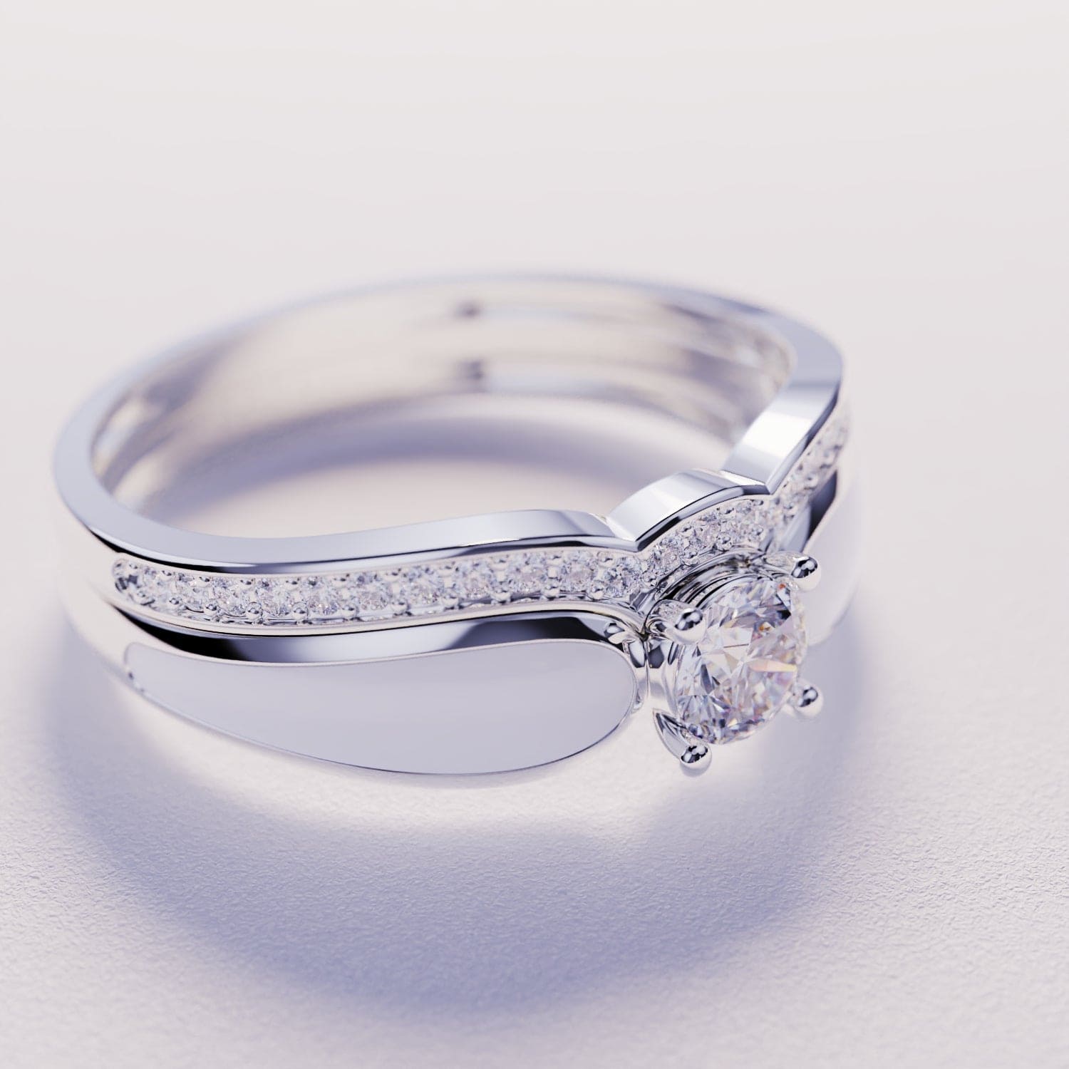 Laguna de nieve: anillo de dos piezas en plata de ley S925
