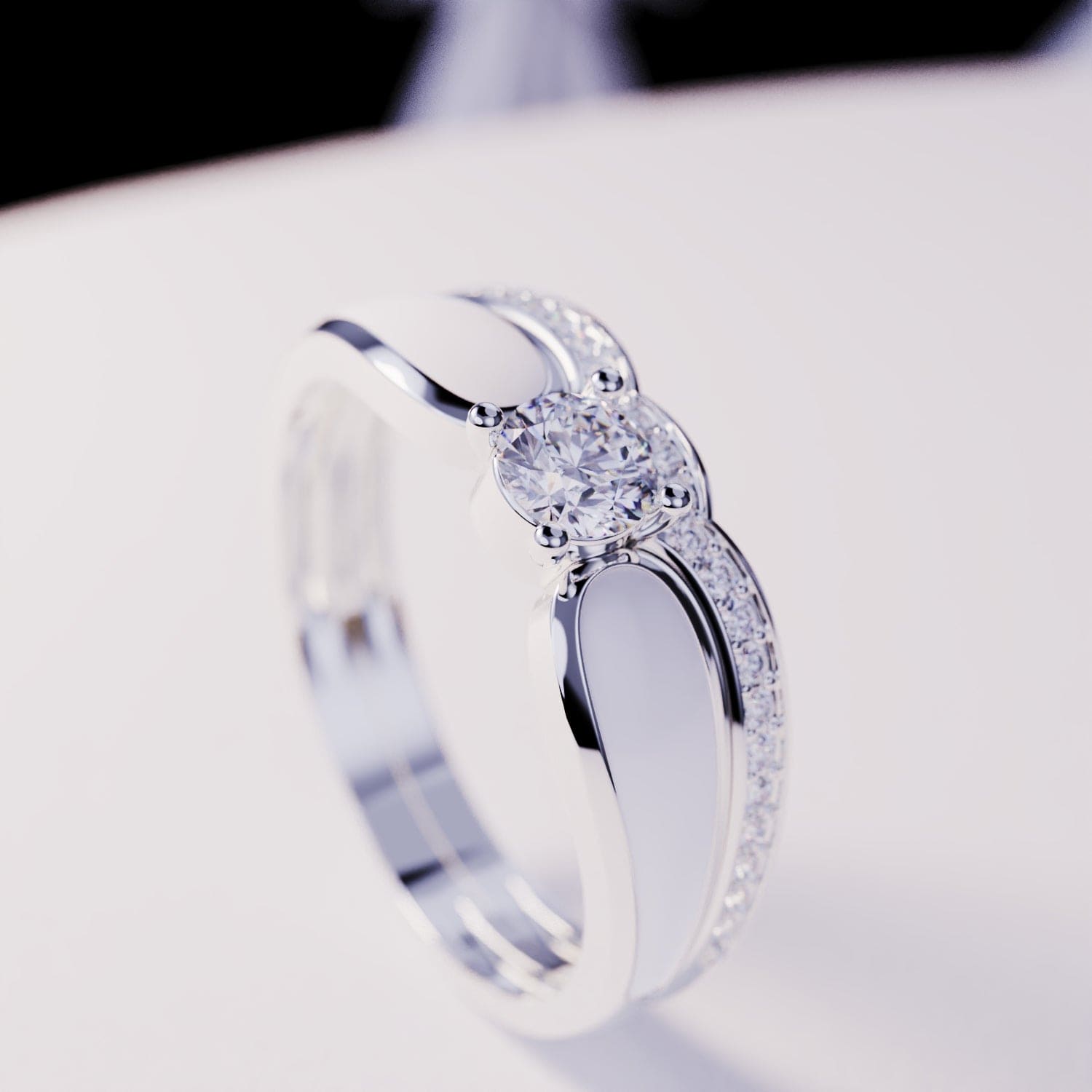 Laguna de nieve: anillo de dos piezas en plata de ley S925