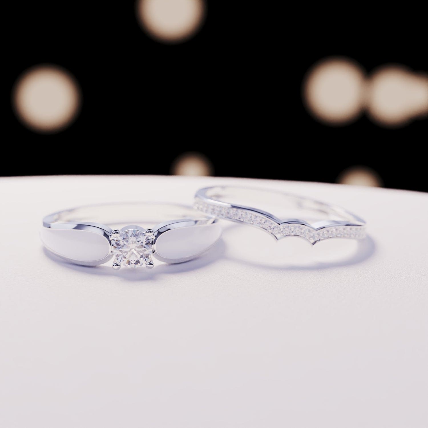 Laguna de nieve: anillo de dos piezas en plata de ley S925