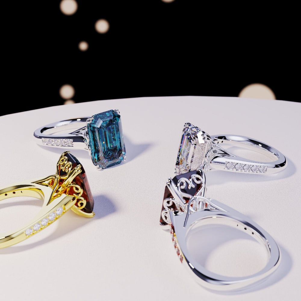 Colección Dream: 4 anillos de talla esmeralda: oro vermeil de 18 quilates o S925