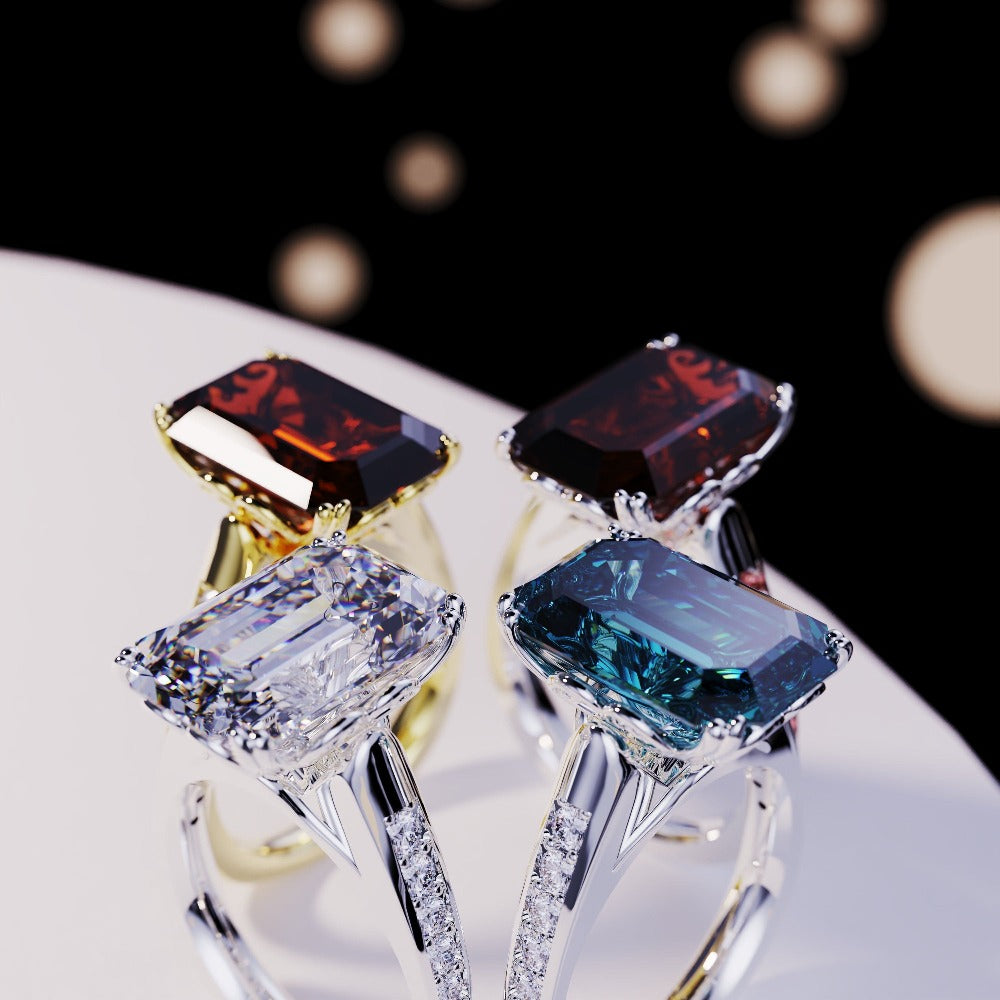 Colección Dream: 4 anillos de talla esmeralda: oro vermeil de 18 quilates o S925