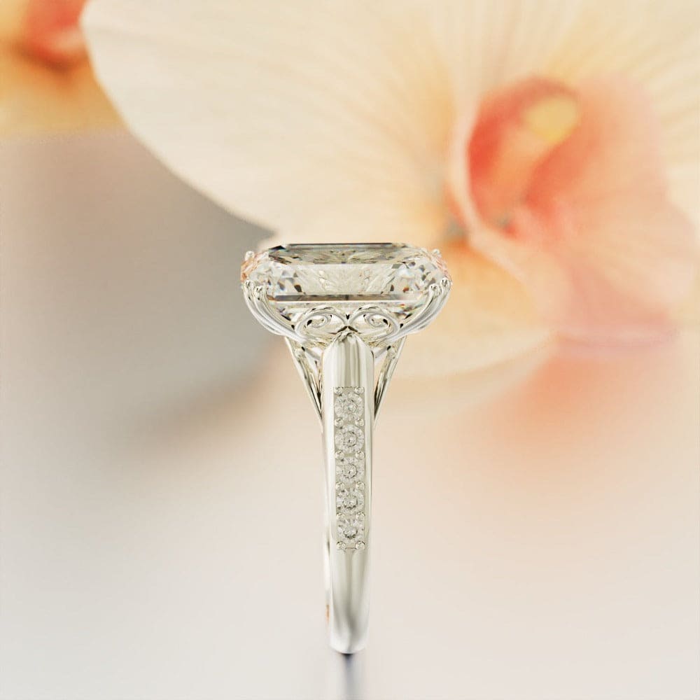 Crystal Dream: Emerald-Cut Diamond Ring - S925 Sterling Silver