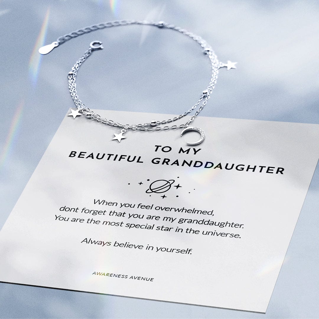 Para mi bella nieta | Pulsera de media luna con estrella especial 925S