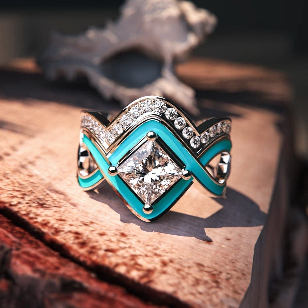 Ocean-inspired Turquoise Ocean Wave Ring crafted in sterling silver
