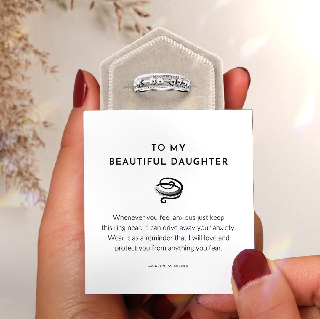 To My Daughter | Drive Away Your Anxiety | S925 Two Layer Beads Fidget Ring