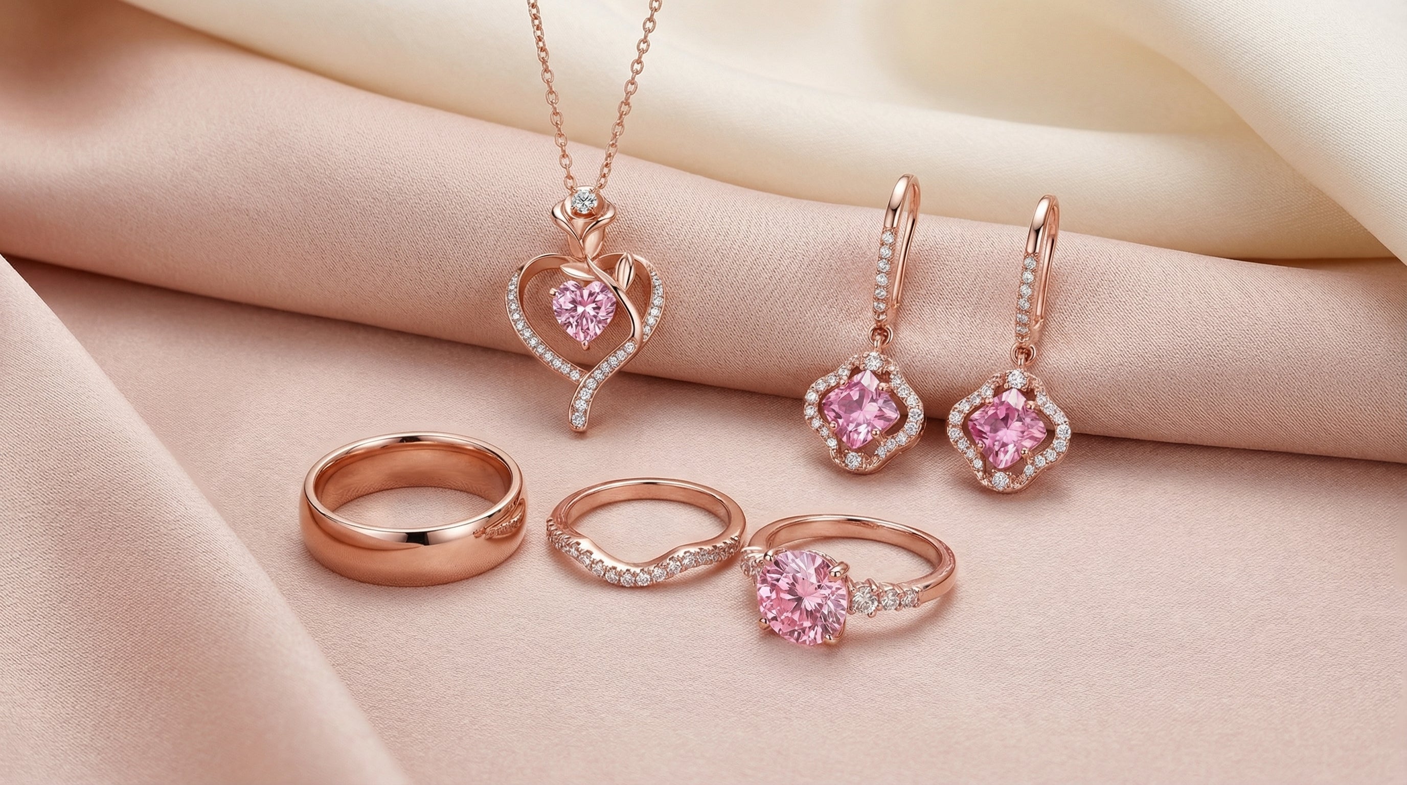 3 piece wedding ring sets for him and her - hero image