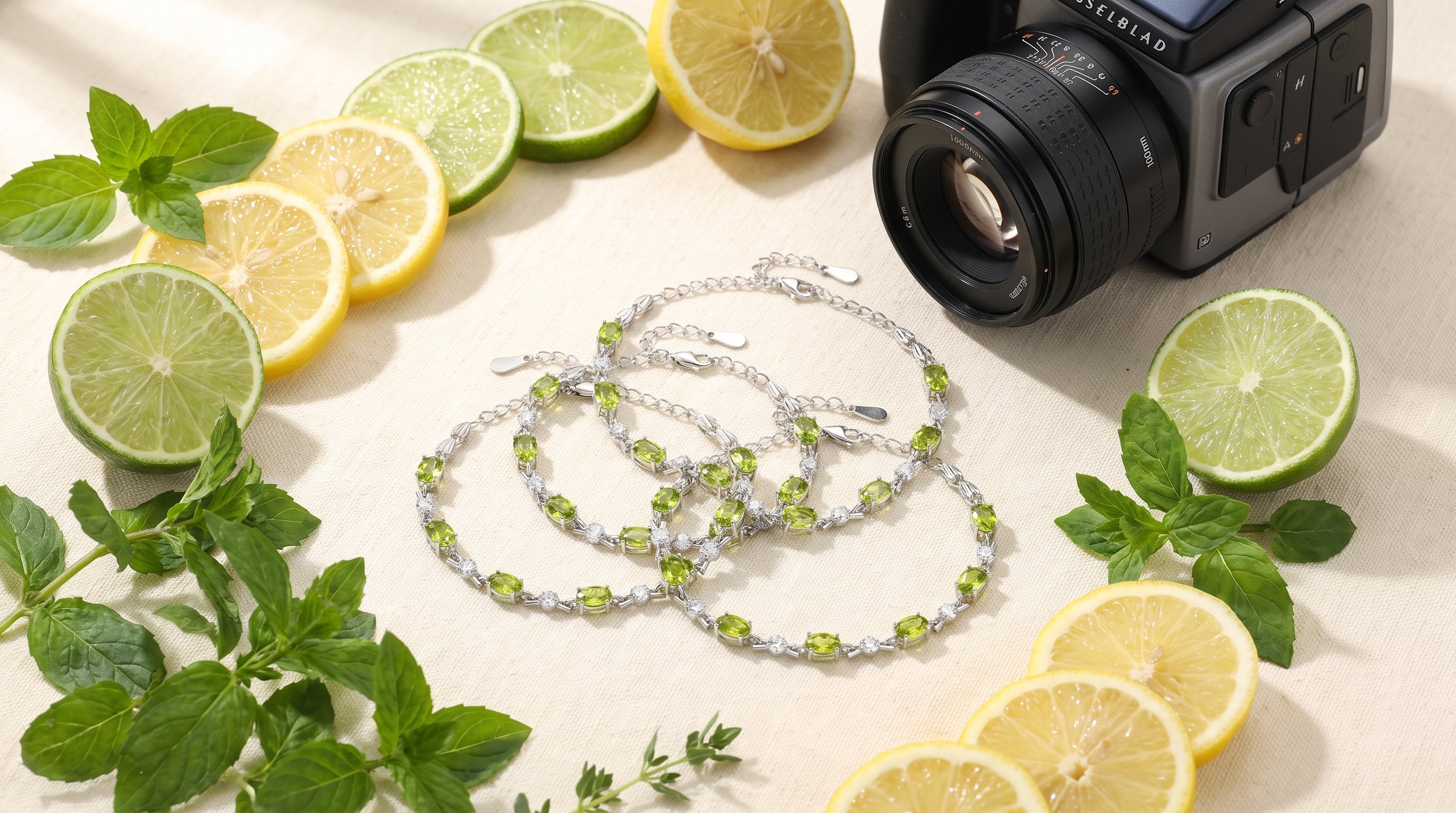 august birthstone bracelet editorial image