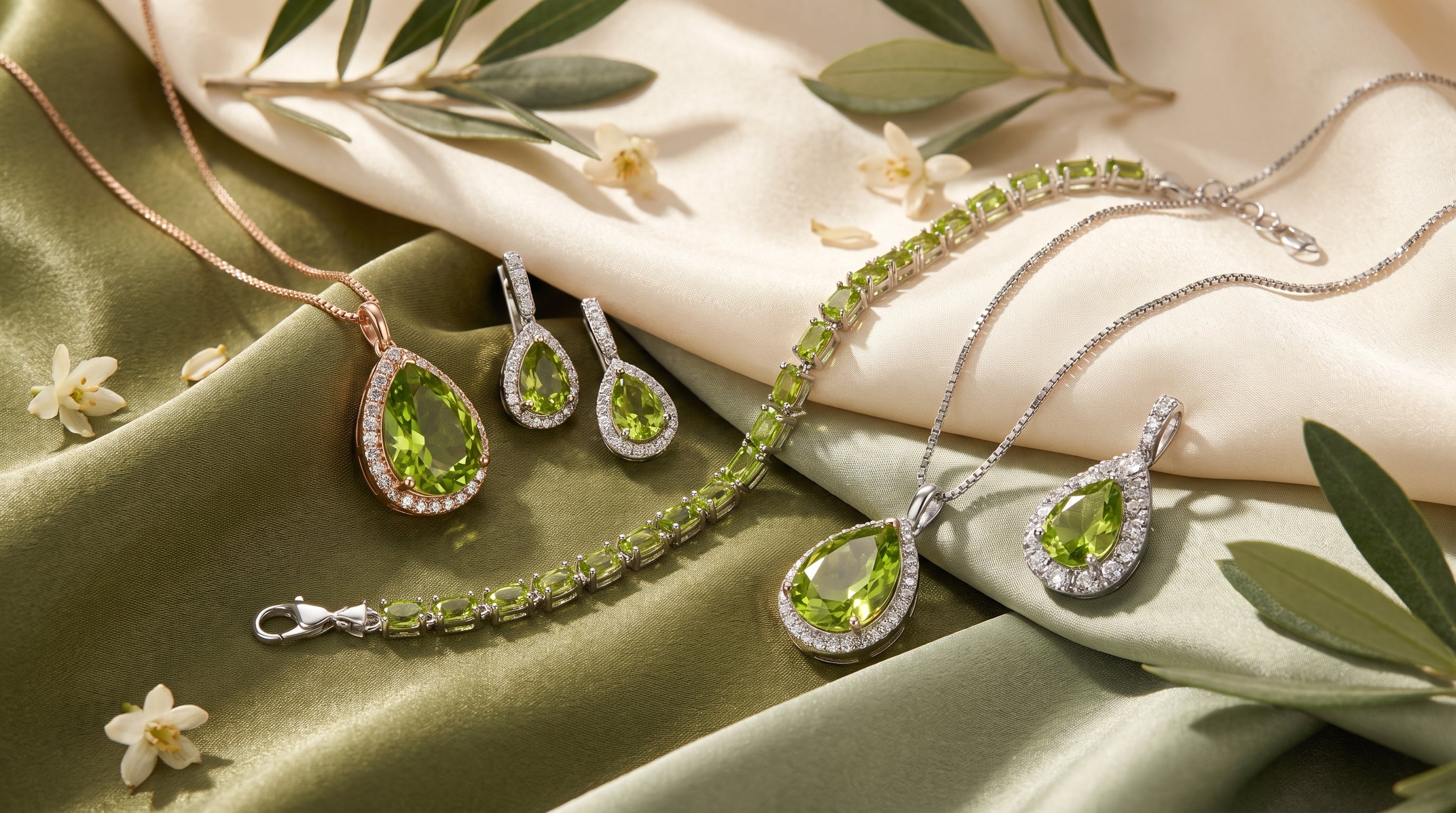august birthstone jewelry set editorial image