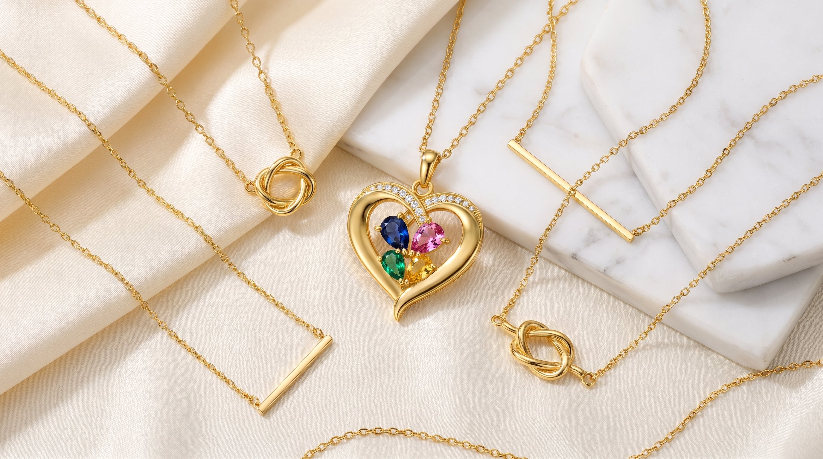 birthstone necklace for mom 4 stones editorial image