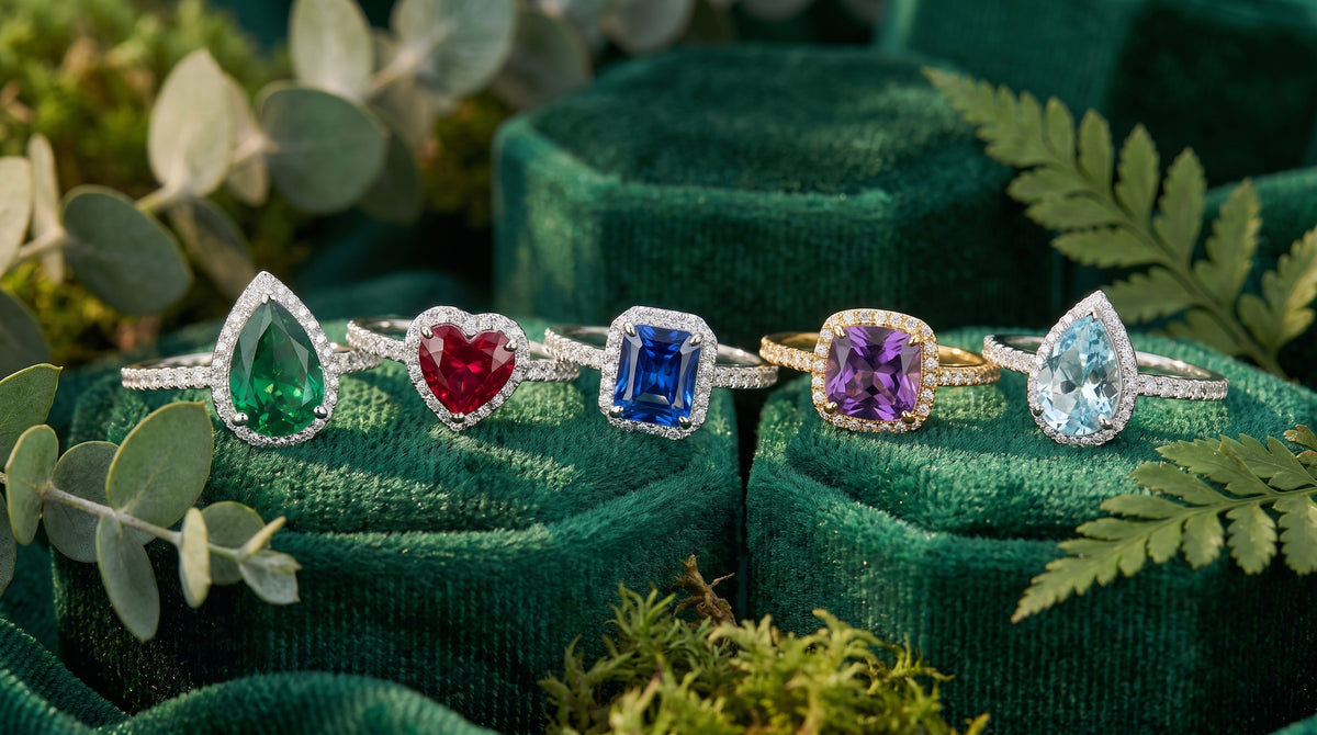 birthstone rings 5 stones editorial image