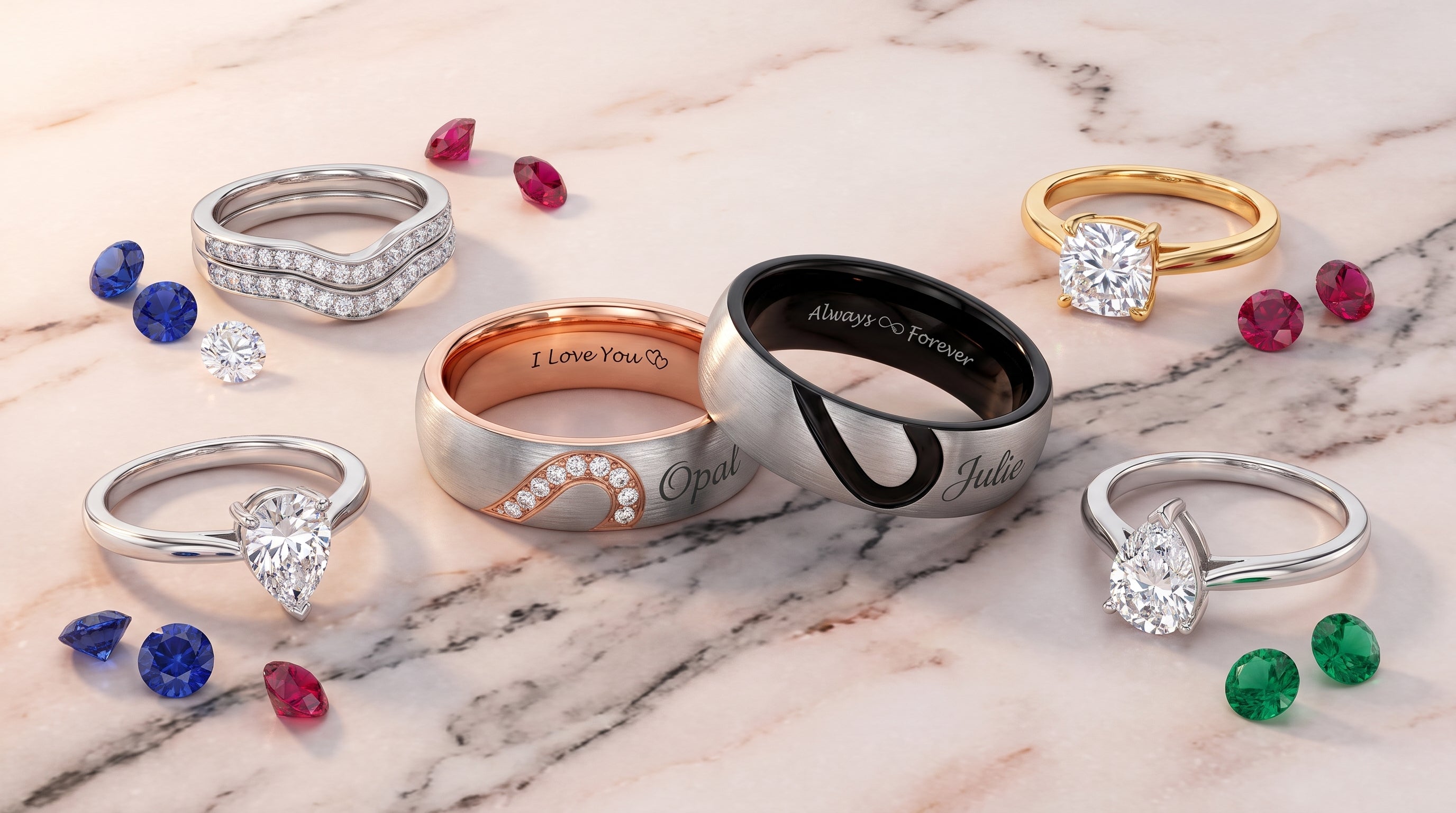 birthstone rings for couples editorial image