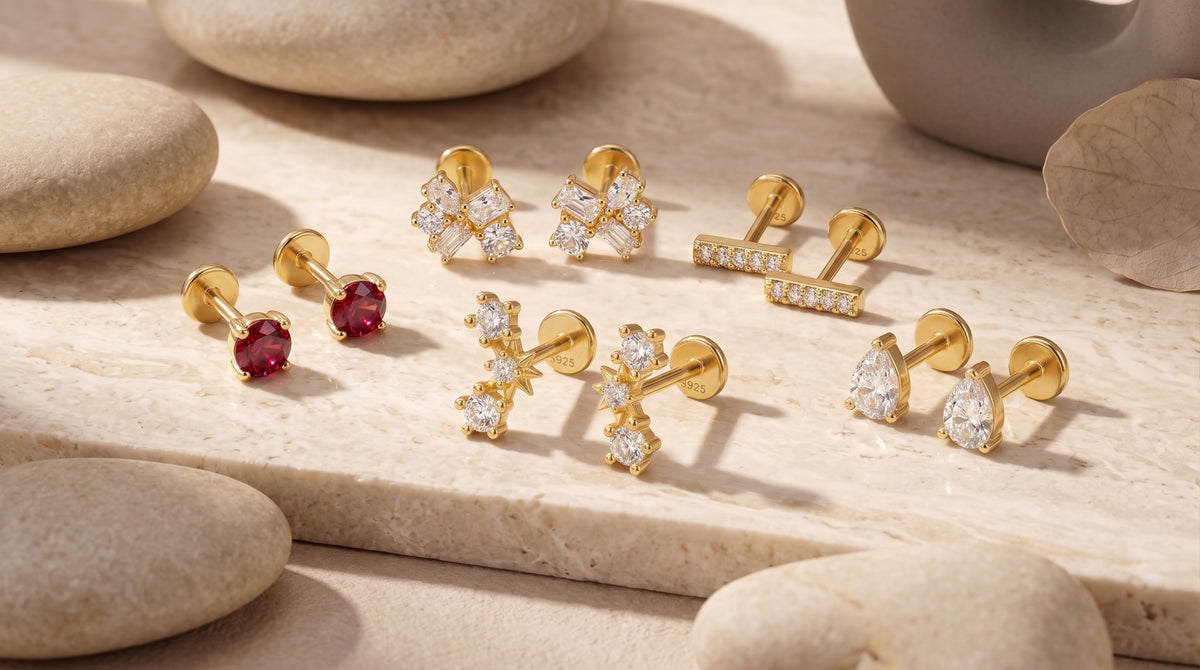 flat back earrings for adults editorial image