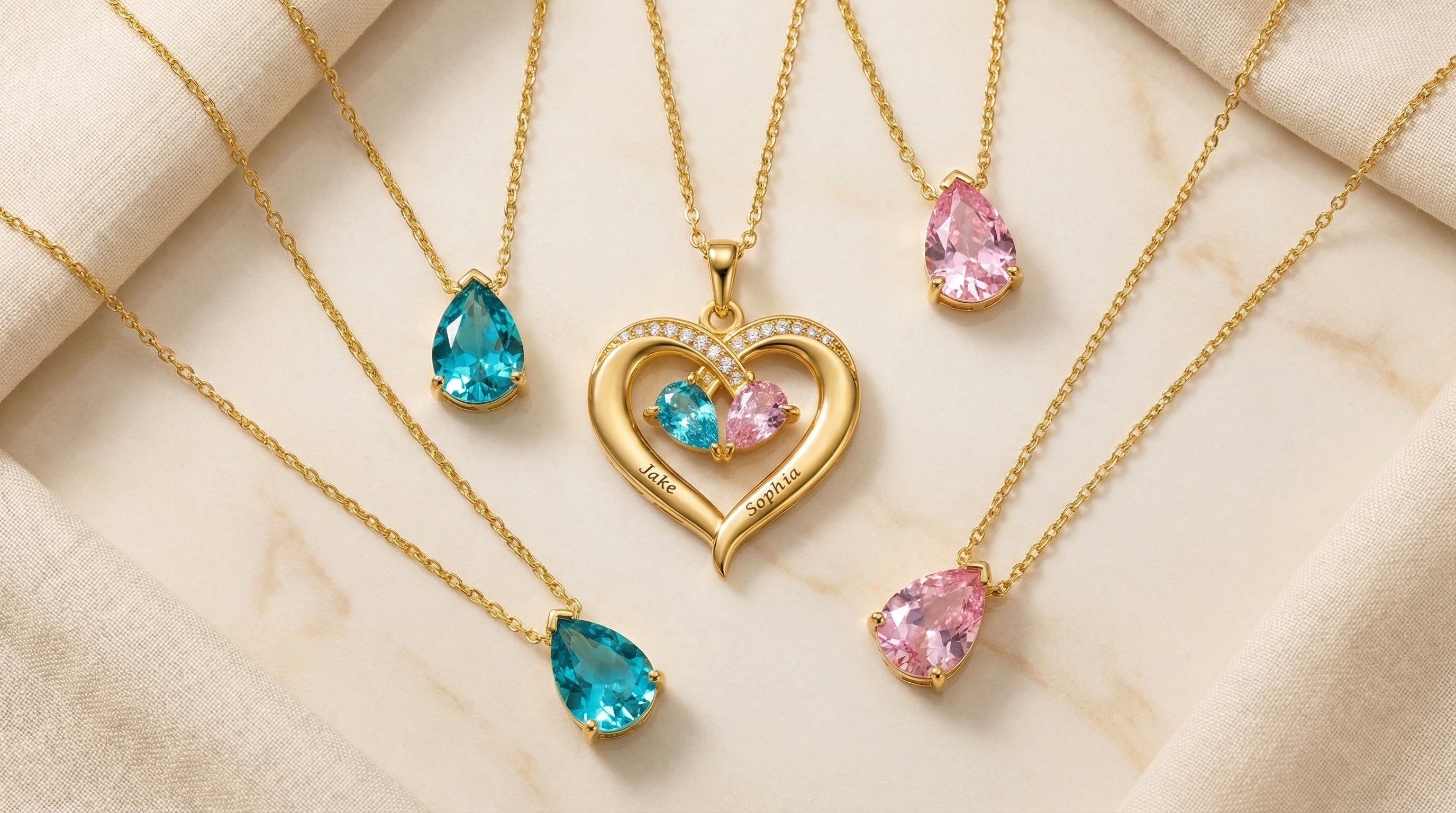 gold birthstone necklace for mom - hero image
