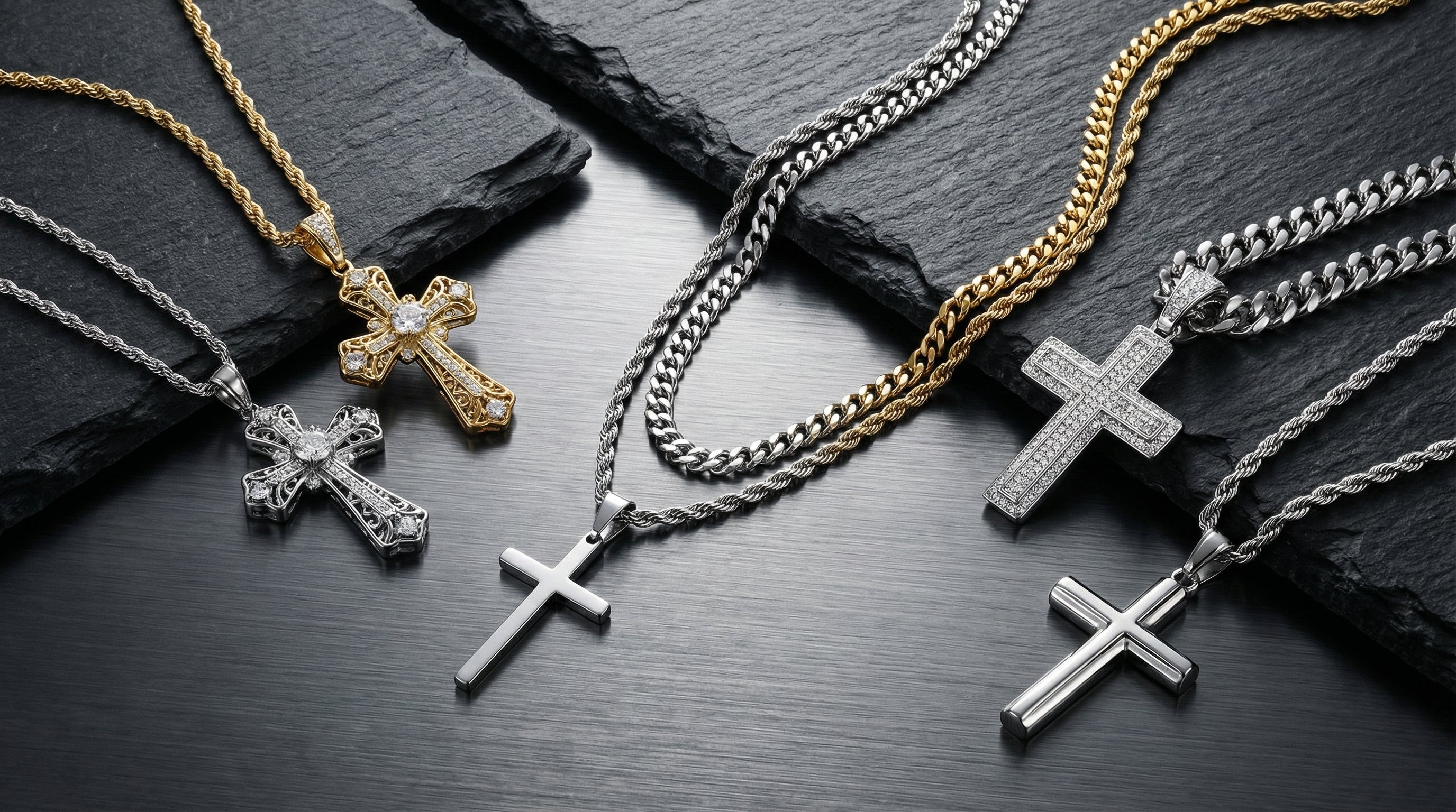 men's silver chain with pendant - hero image